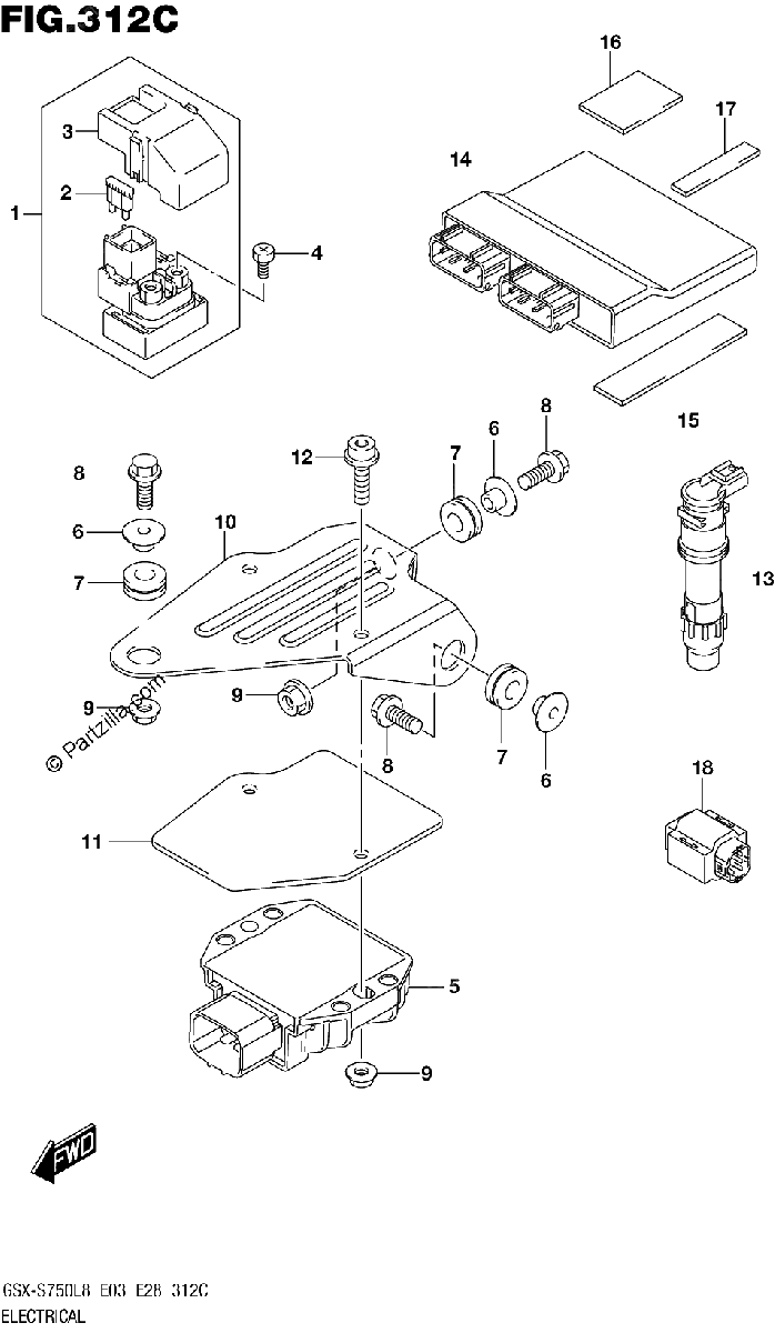 Diagrama de ELECTRICAL GSX S750ZL8 E03