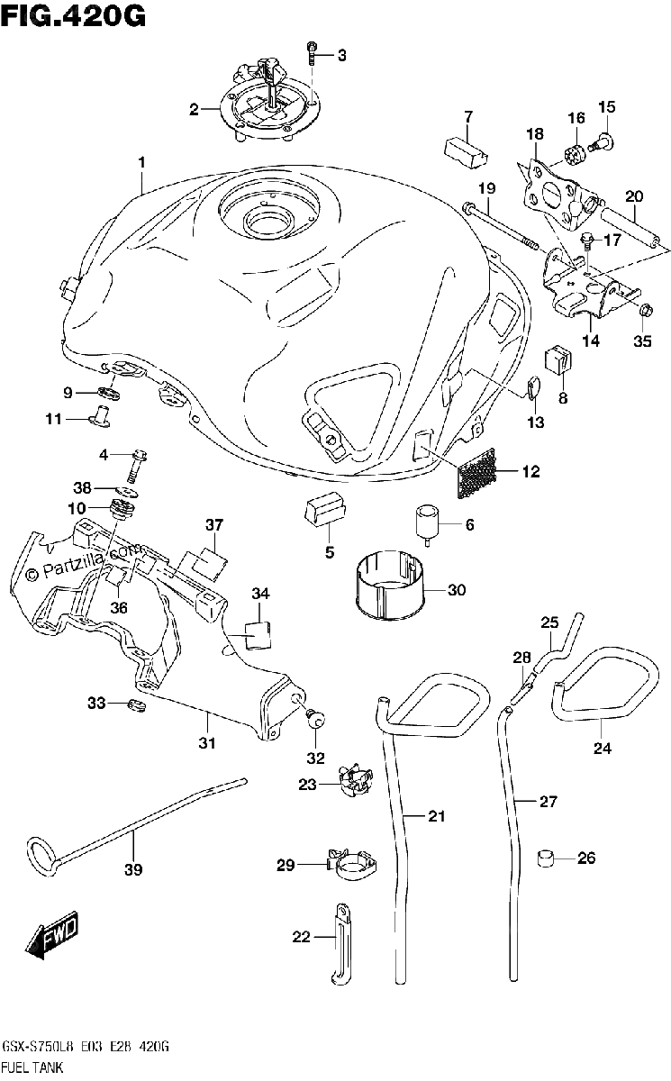 Diagrama de FUEL TANK GSX S750AZL8 E28