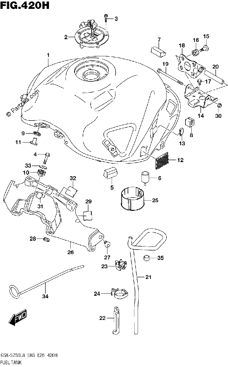 Diagrama de FUEL TANK GSX S750AZL8 E33