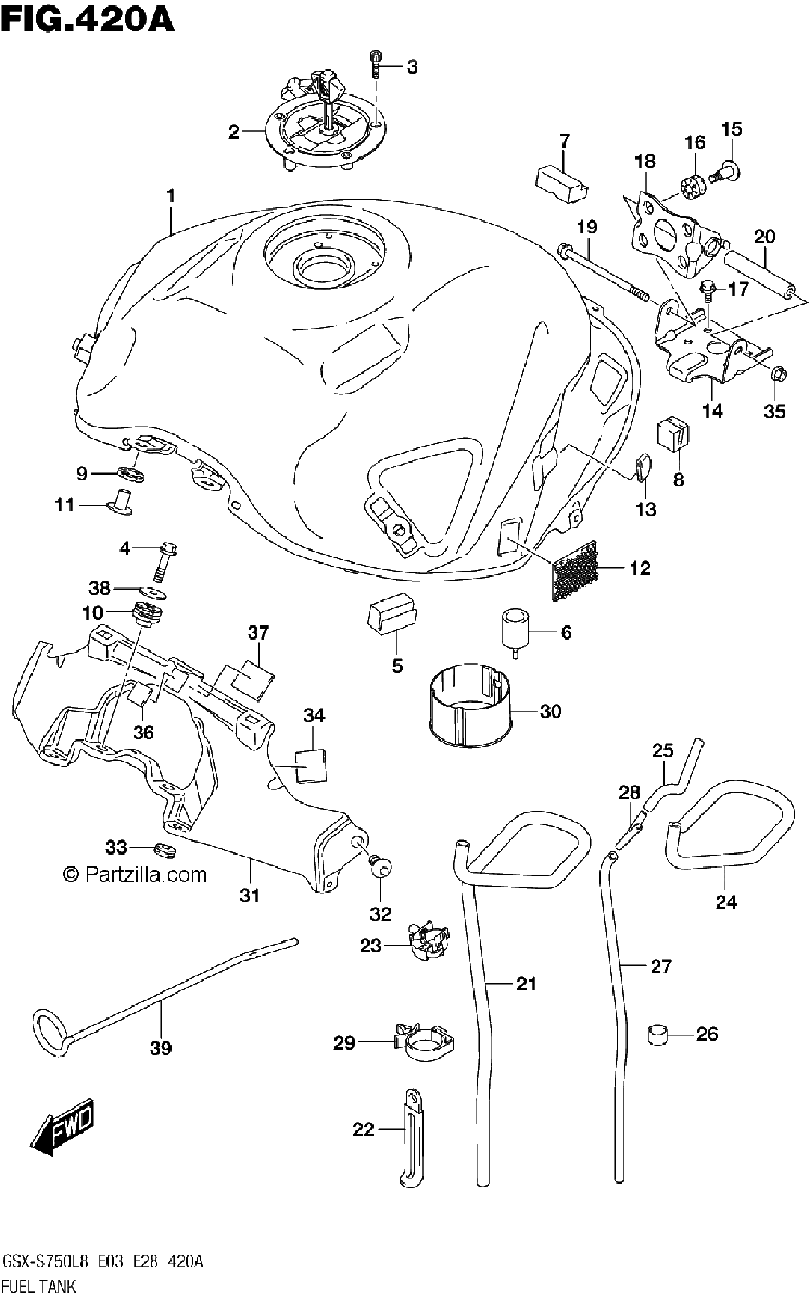 Diagrama de FUEL TANK GSX S750L8 E03