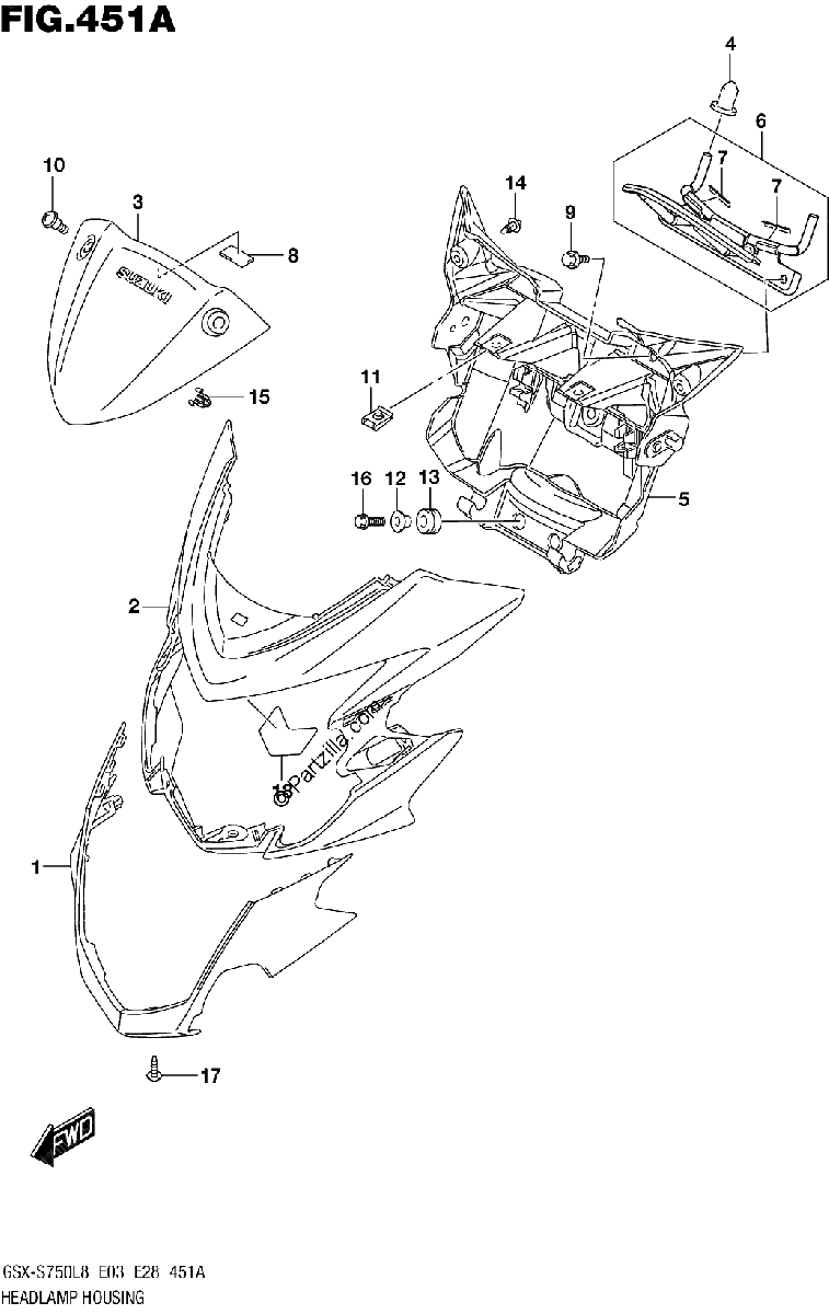 Diagrama de HEADLAMP HOUSING