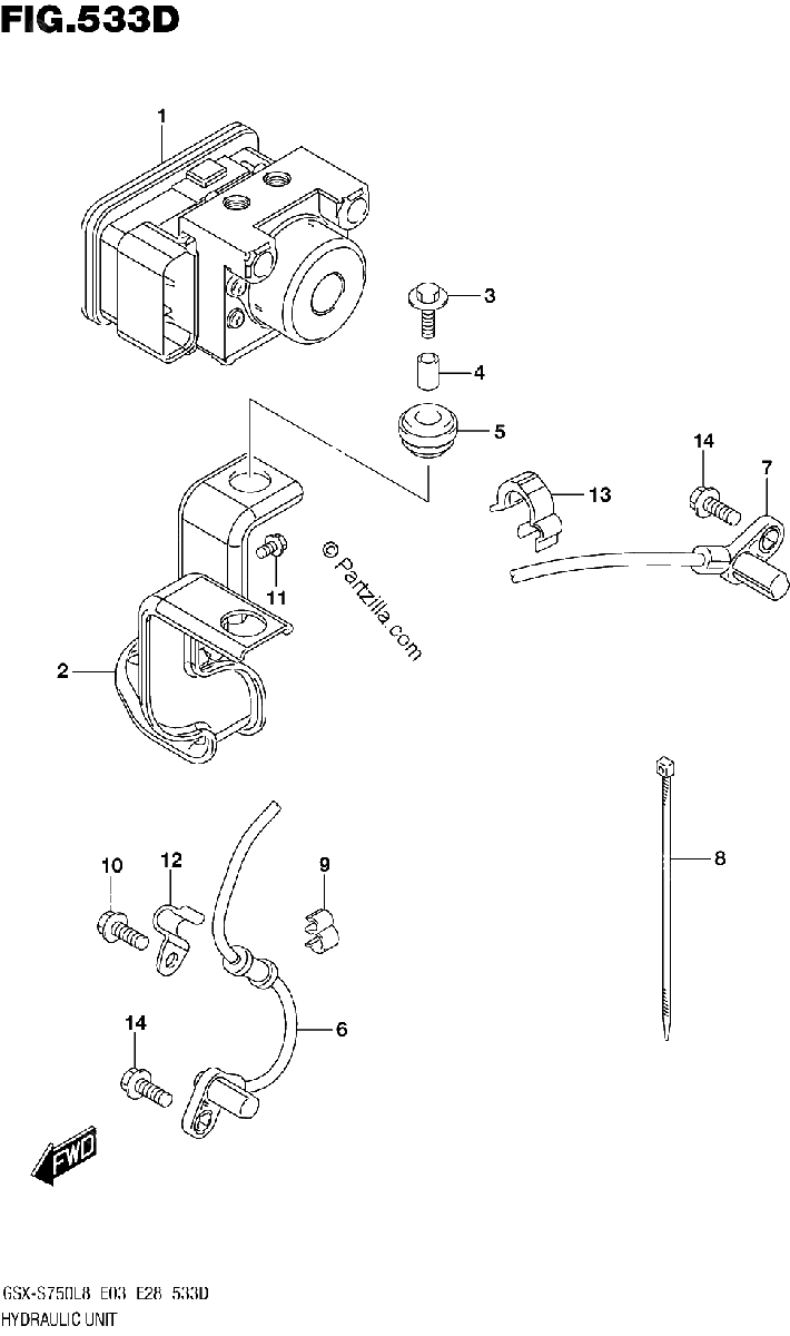 Diagrama de HYDRAULIC UNIT GSX S750AZL8 E33