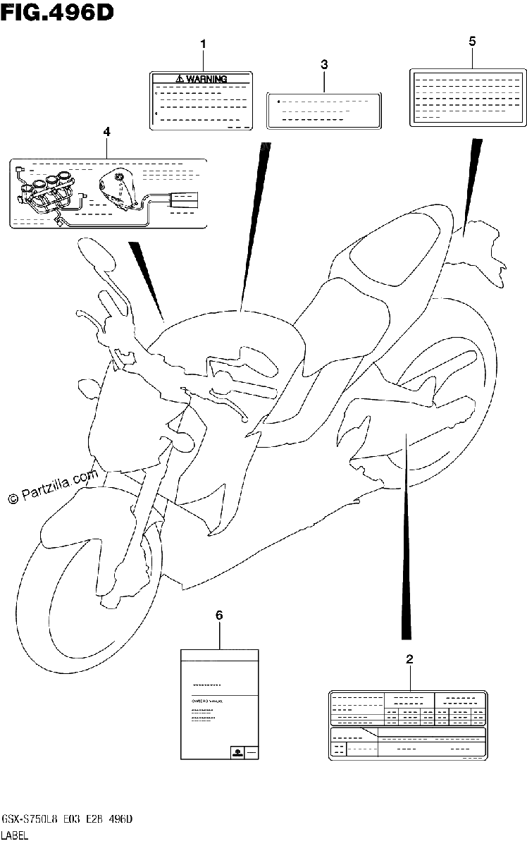 Diagrama de LABEL GSX S750ZL8 E33