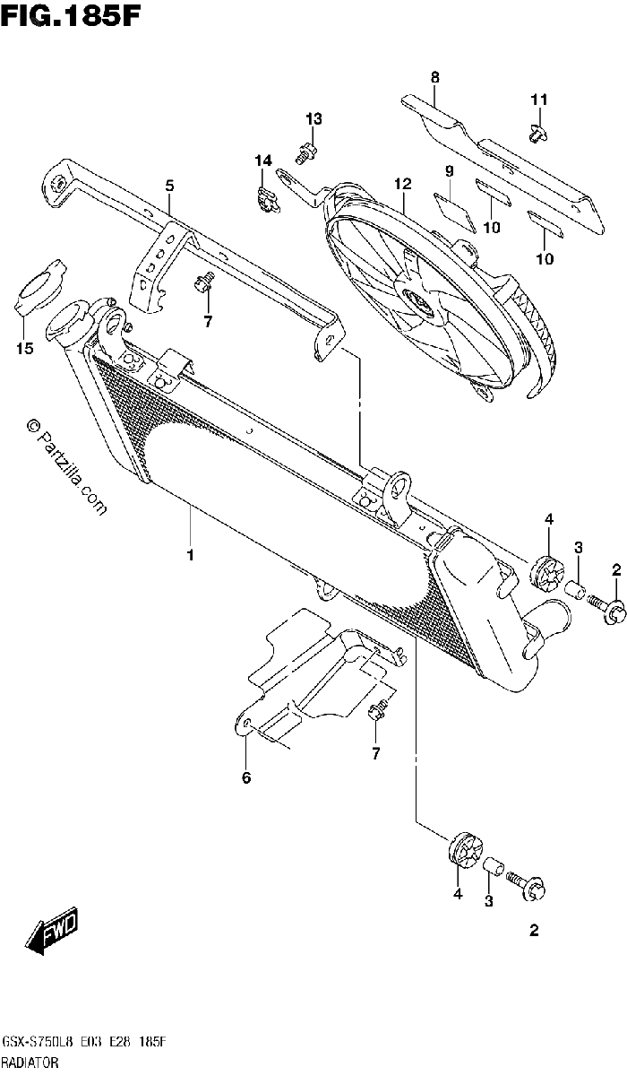 Diagrama de RADIATOR GSX S750AL8 E33