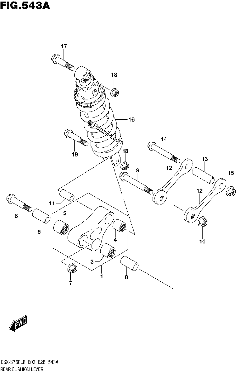 Diagrama de REAR CUSHION LEVER