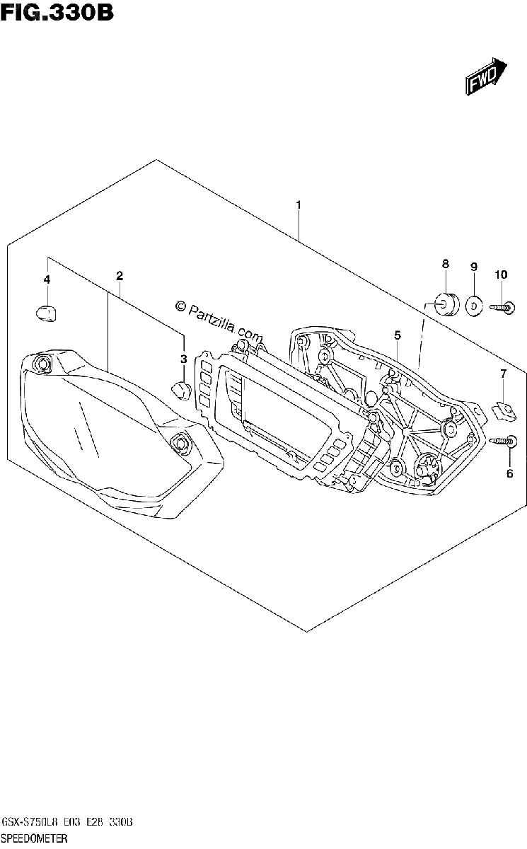 Diagrama de SPEEDOMETER GSX S750L8 E33