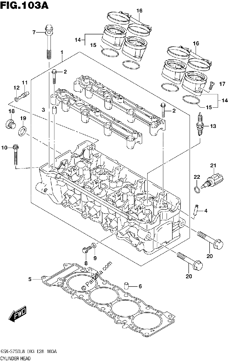Diagrama de 103A CYLINDER HEAD