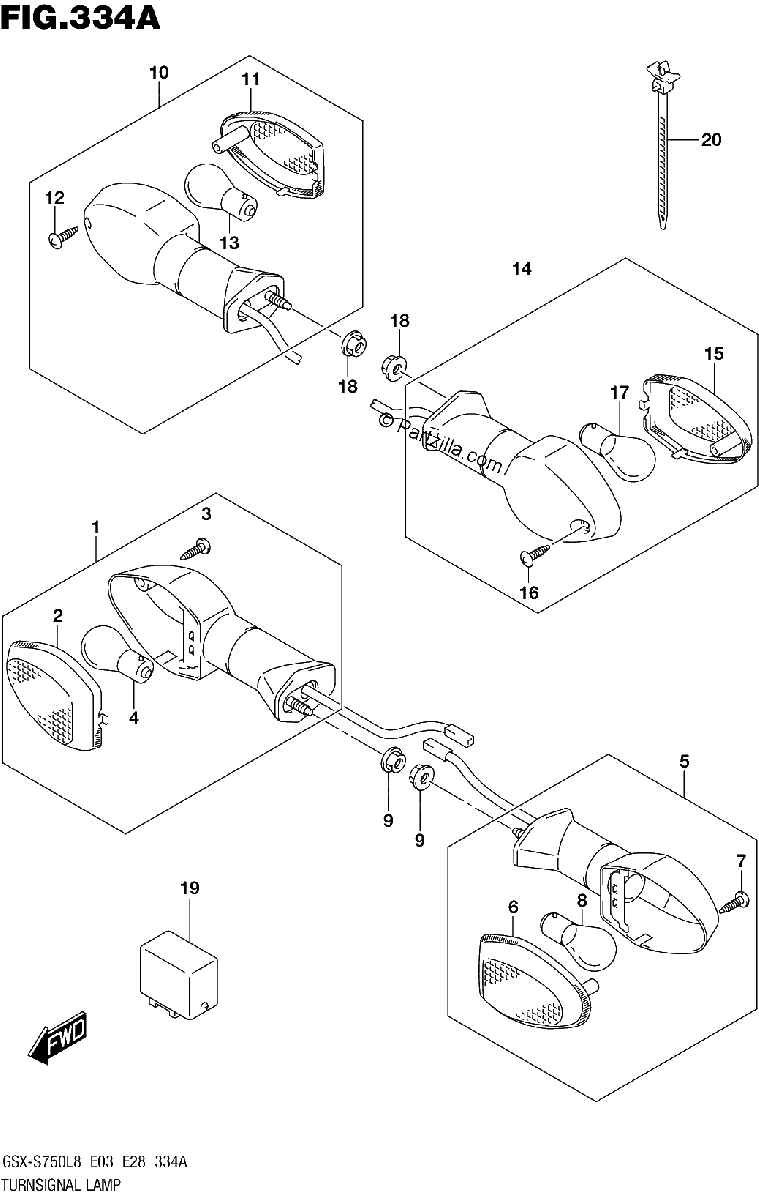 Diagrama de 334A TURNSIGNAL LAMP