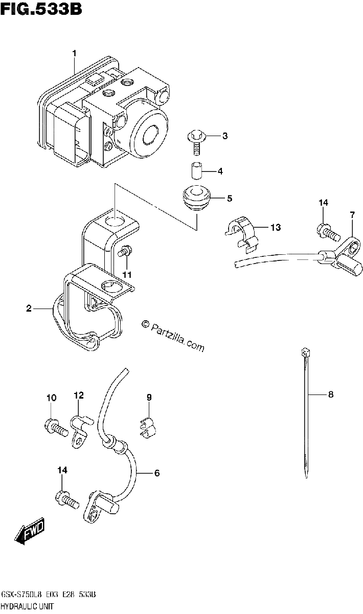 Diagrama de 533B HYDRAULIC UNIT GSX S750AL8 E33