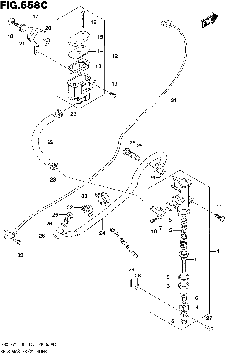 Diagrama de 558C REAR MASTER CYLINDER GSX S750ZL8 E03