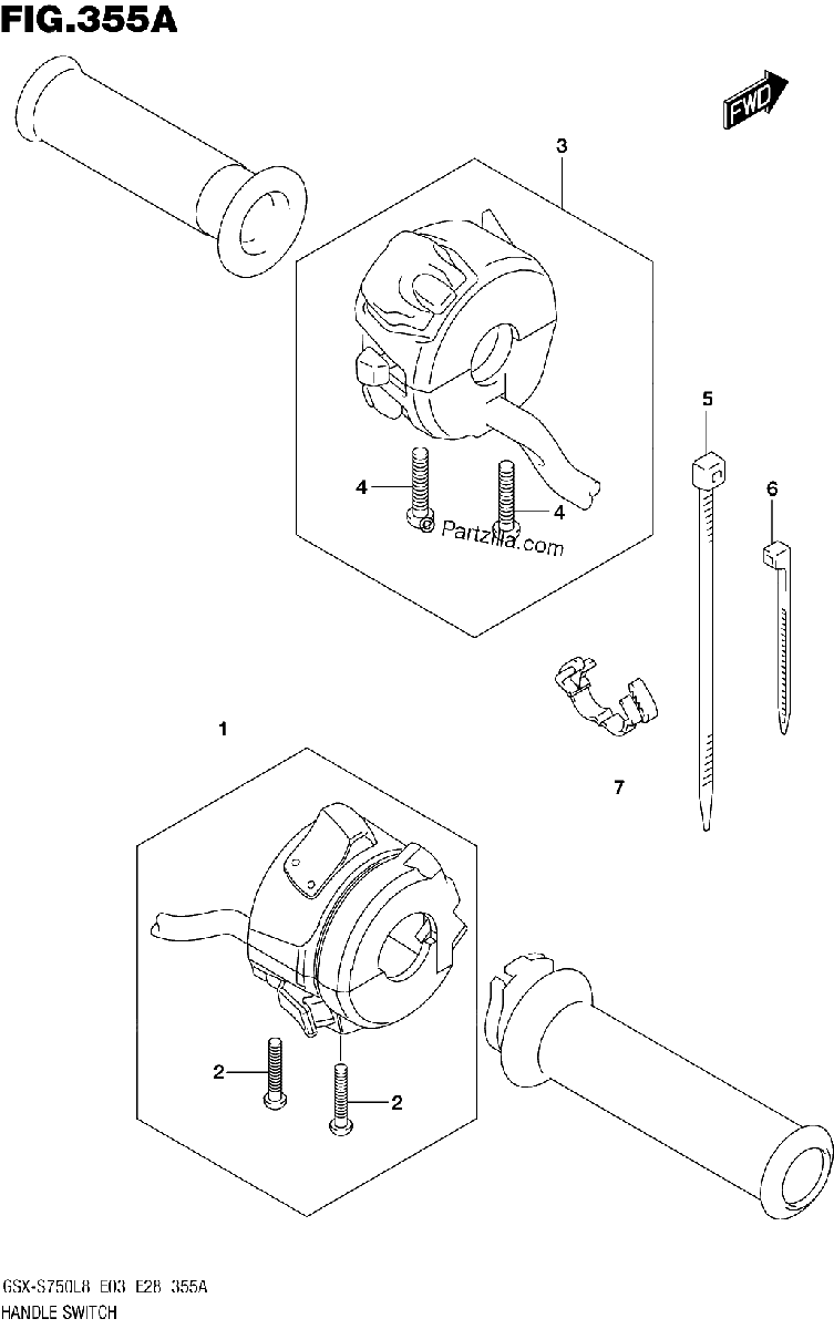 Diagrama de 355A HANDLE SWITCH