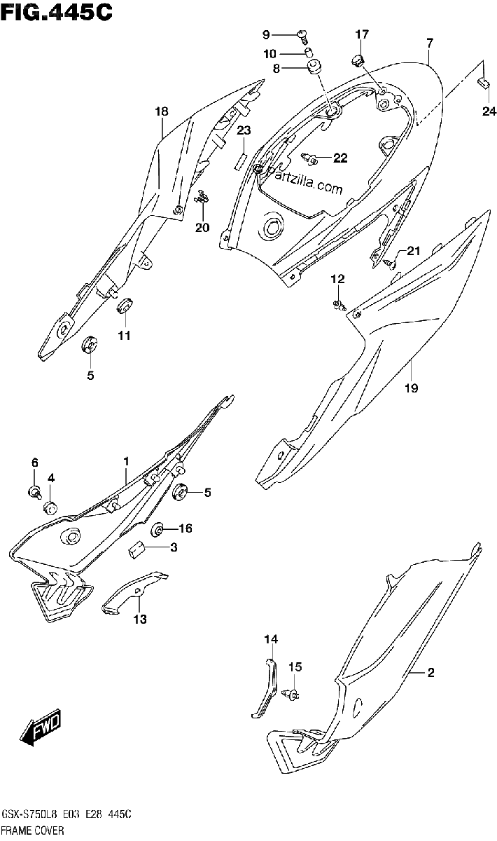 Diagrama de 445C FRAME COVER FOR YKV