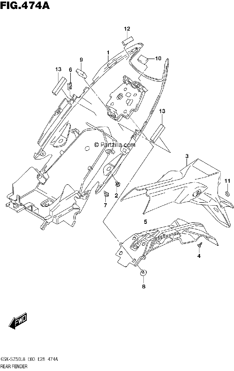 Diagrama de 474A REAR FENDER
