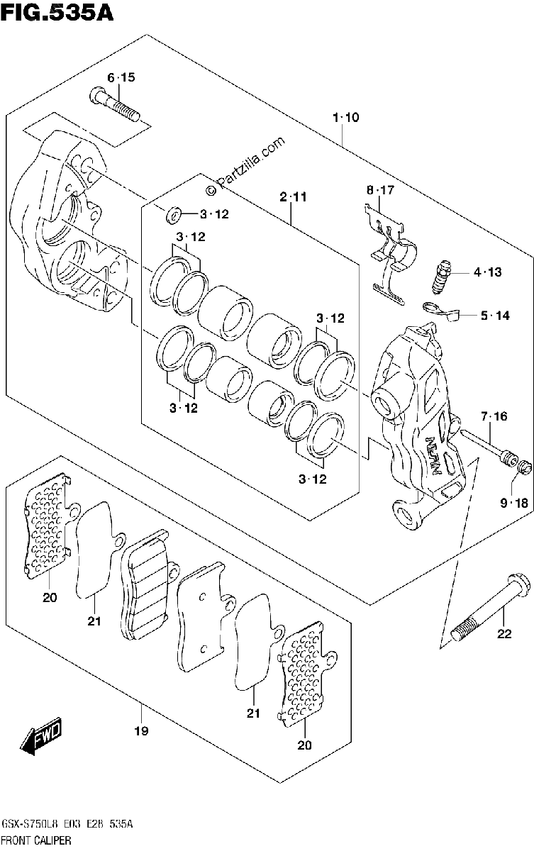 Diagrama de 535A FRONT CALIPER