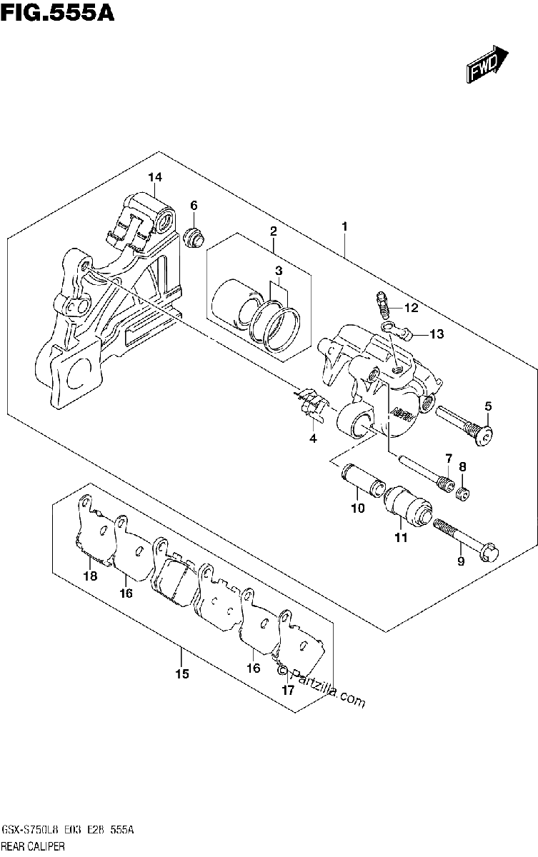 Diagrama de 555A REAR CALIPER