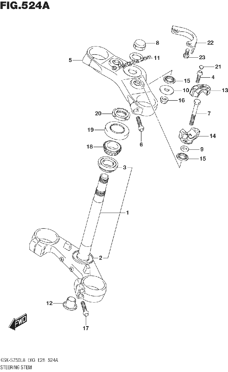 Diagrama de 524A STEERING STEM