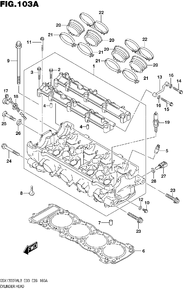 Diagrama de 103A CYLINDER HEAD