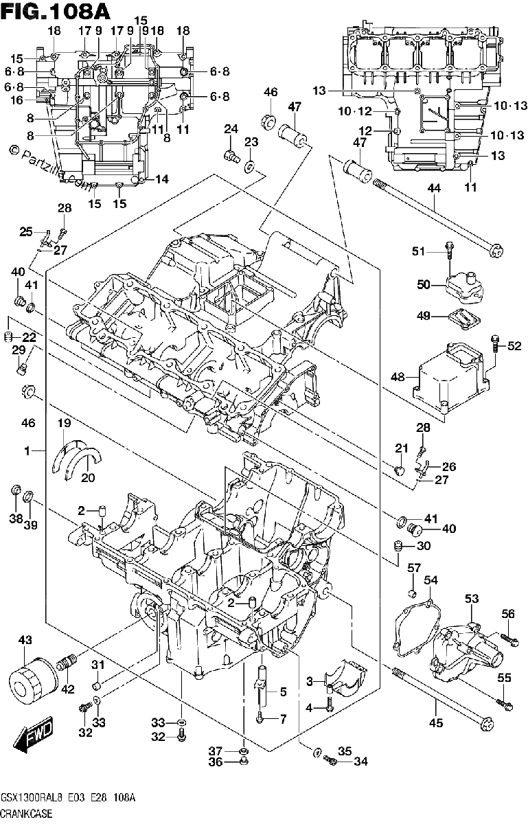 Diagrama de 108A CRANKCASE
