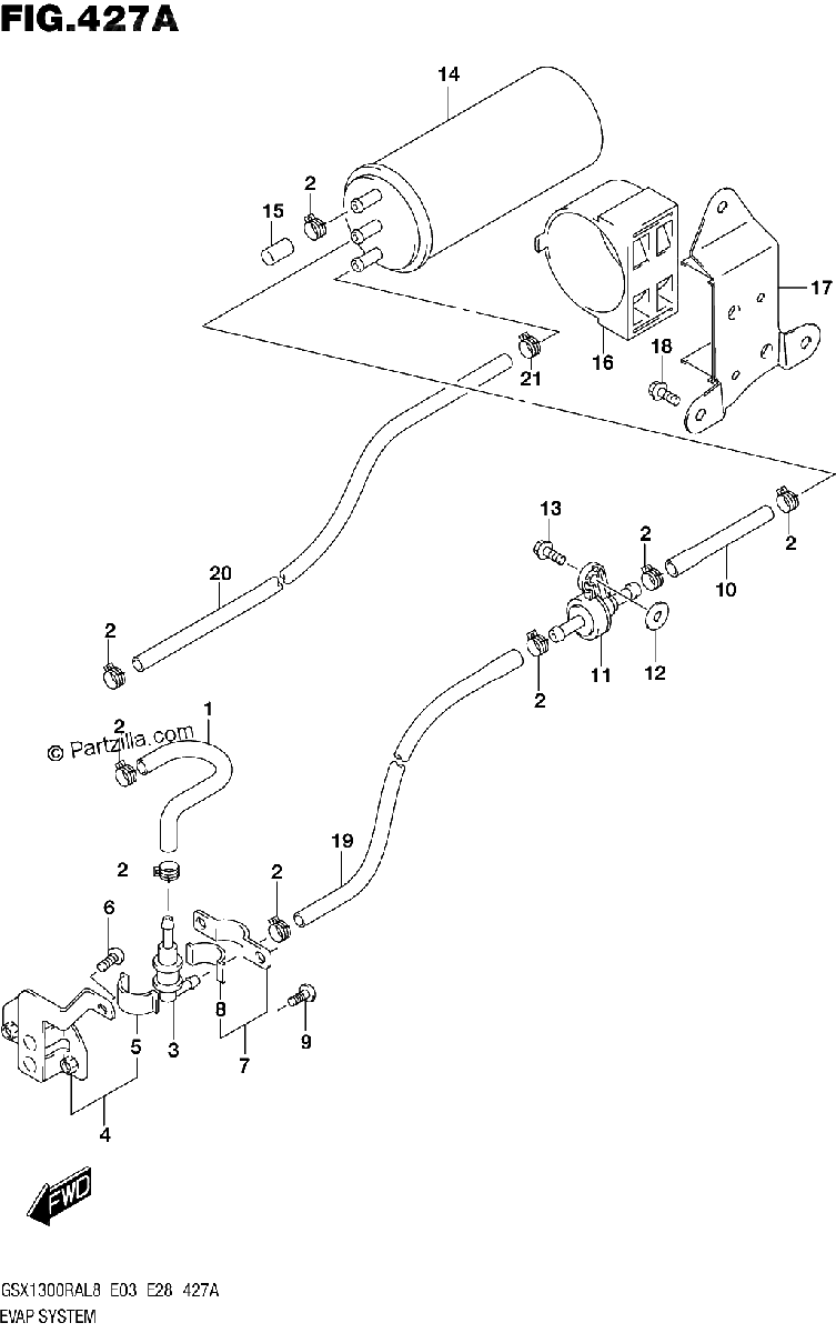 Diagrama de 427A EVAP SYSTEM GSX1300RAL8 E33