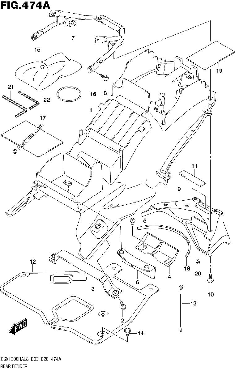 Diagrama de 474A REAR FENDER