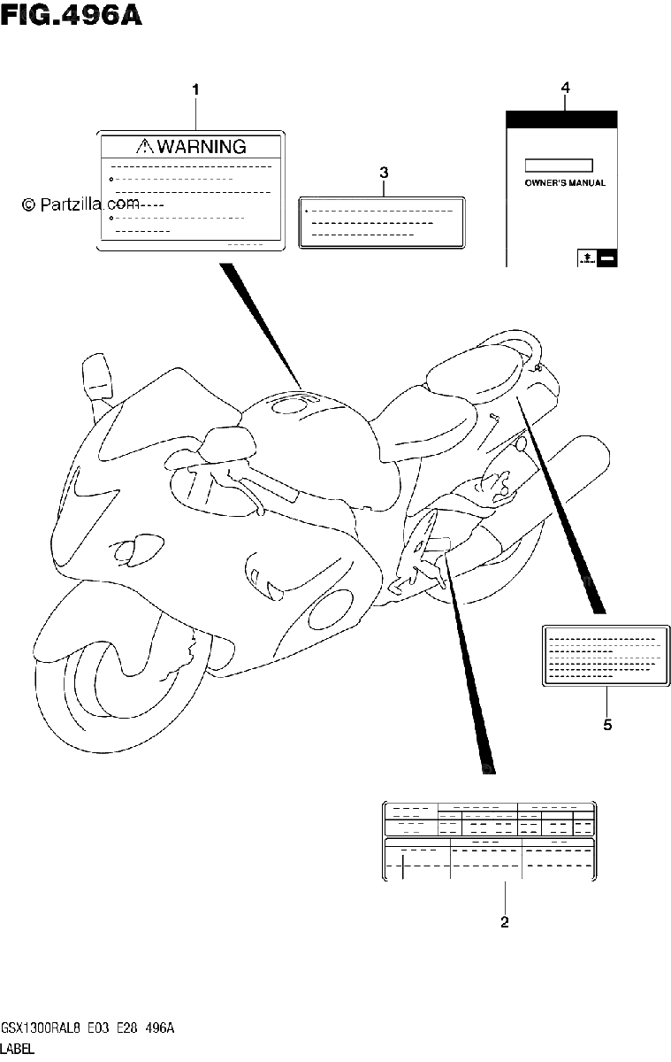 Diagrama de 496A LABEL GSX1300RAL8 E03
