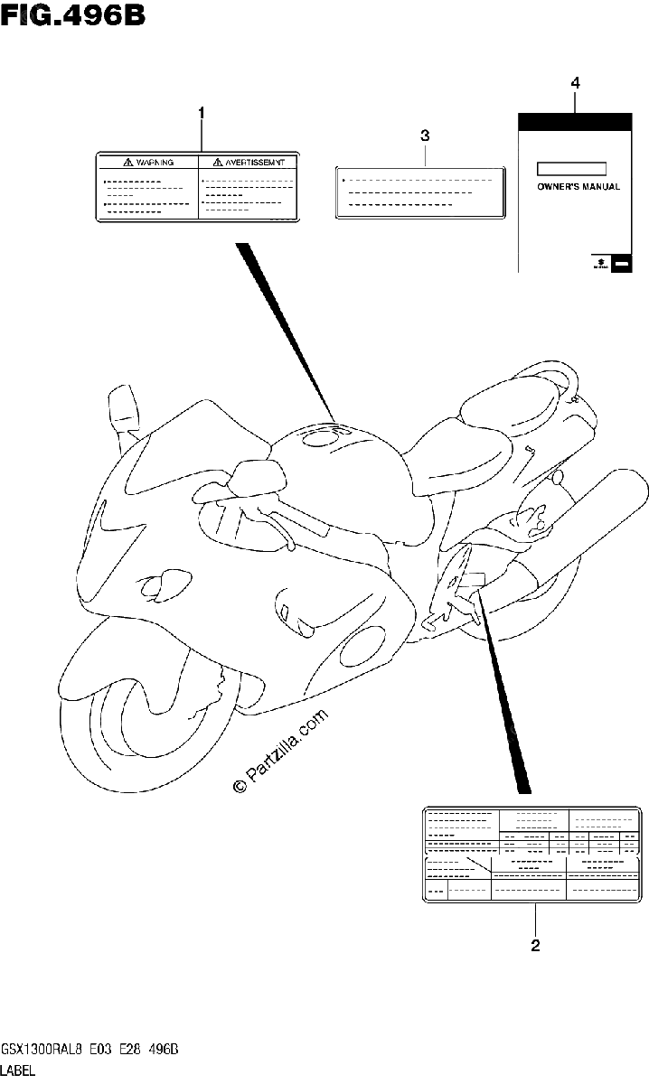 Diagrama de 496B LABEL GSX1300RAL8 E28