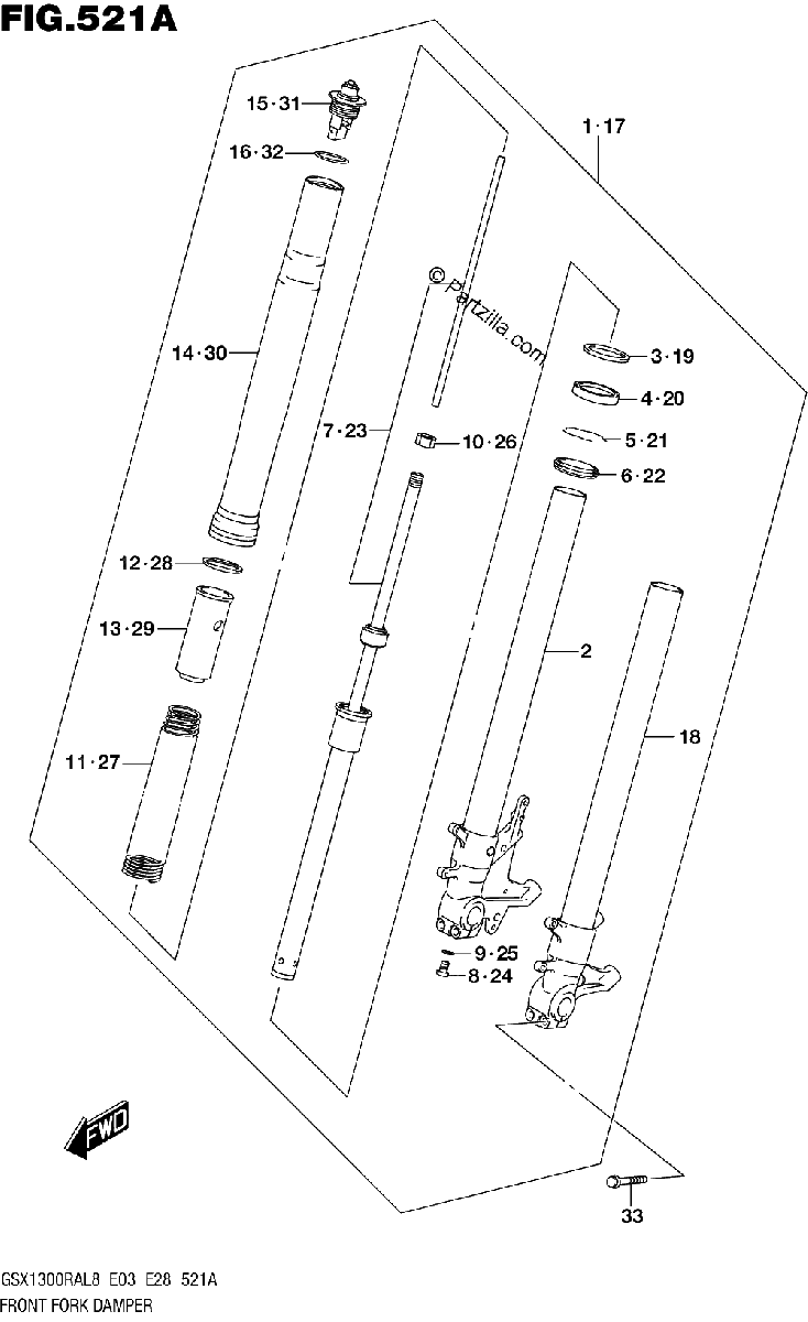 Diagrama de 521A FRONT FORK DAMPER