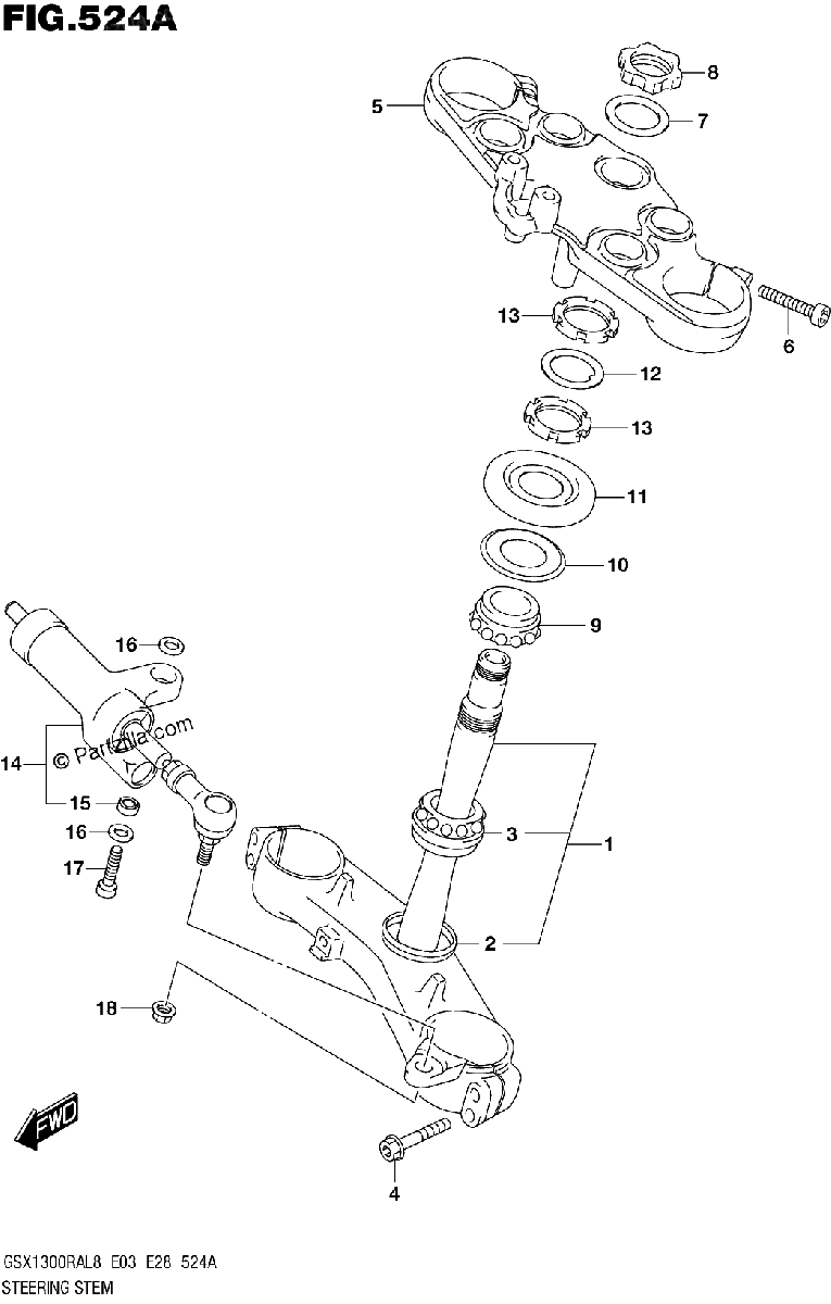 Diagrama de 524A STEERING STEM