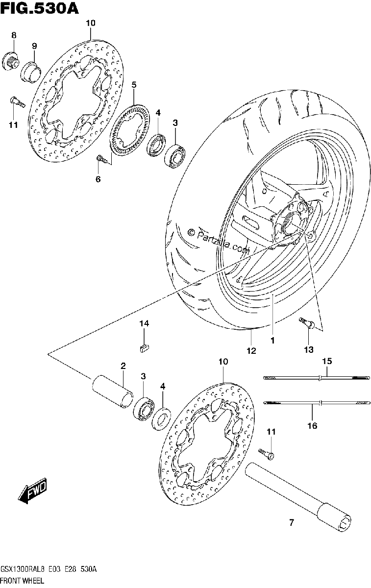 Diagrama de 530A FRONT WHEEL