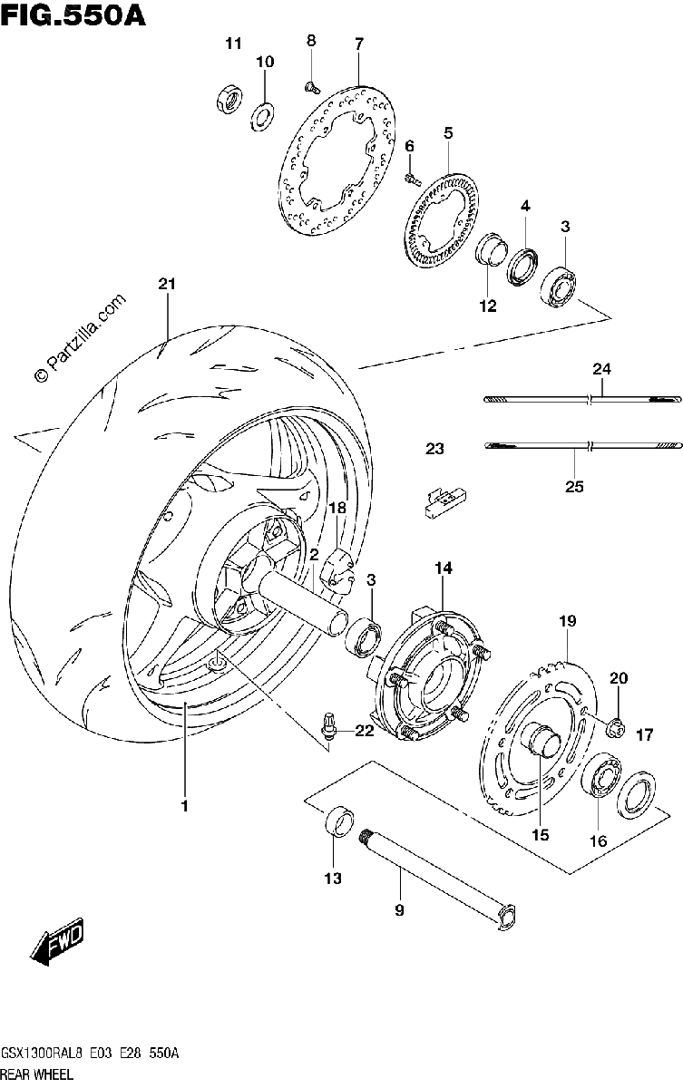 Diagrama de 550A REAR WHEEL