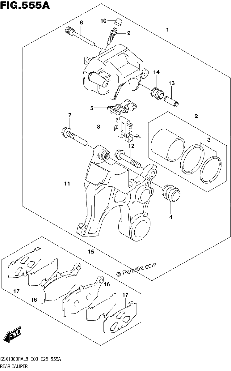 Diagrama de 555A REAR CALIPER