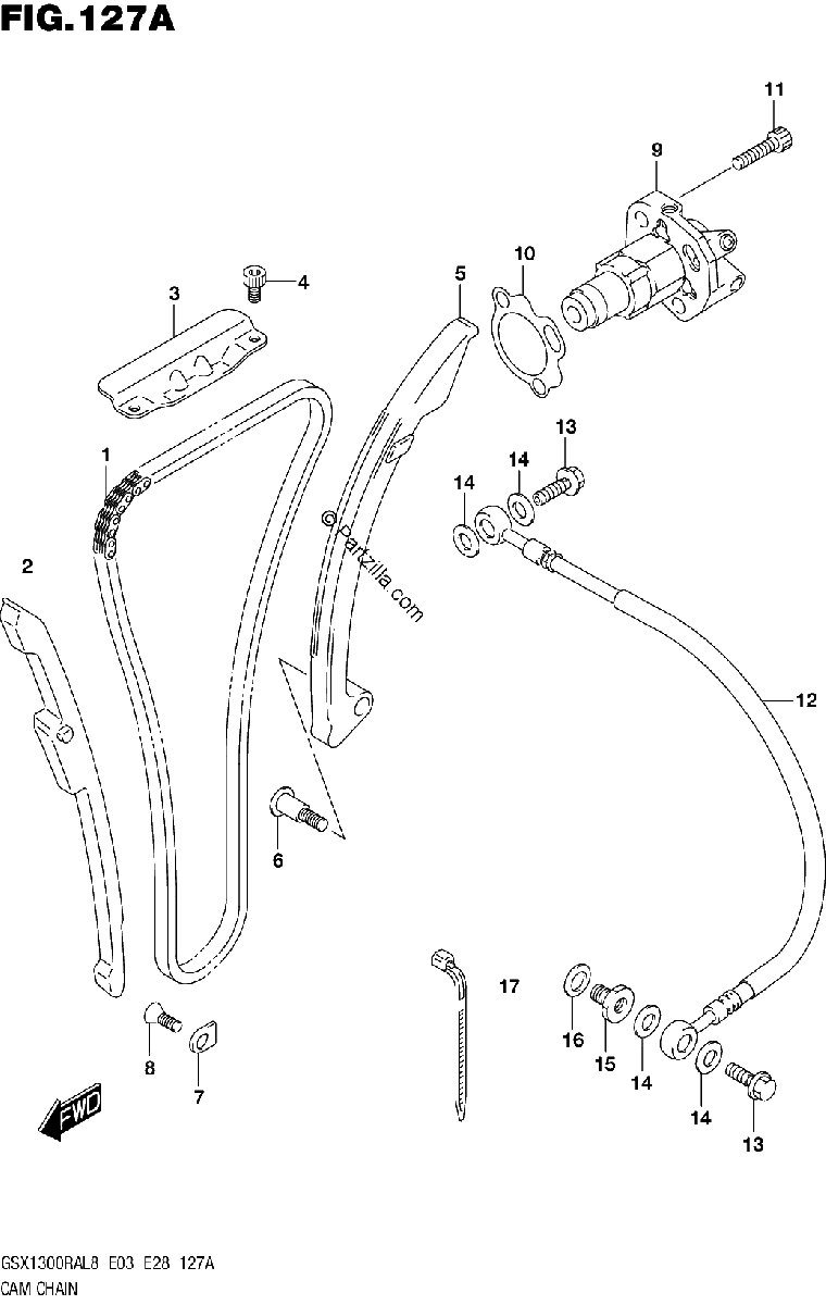 Diagrama de 127A CAM CHAIN