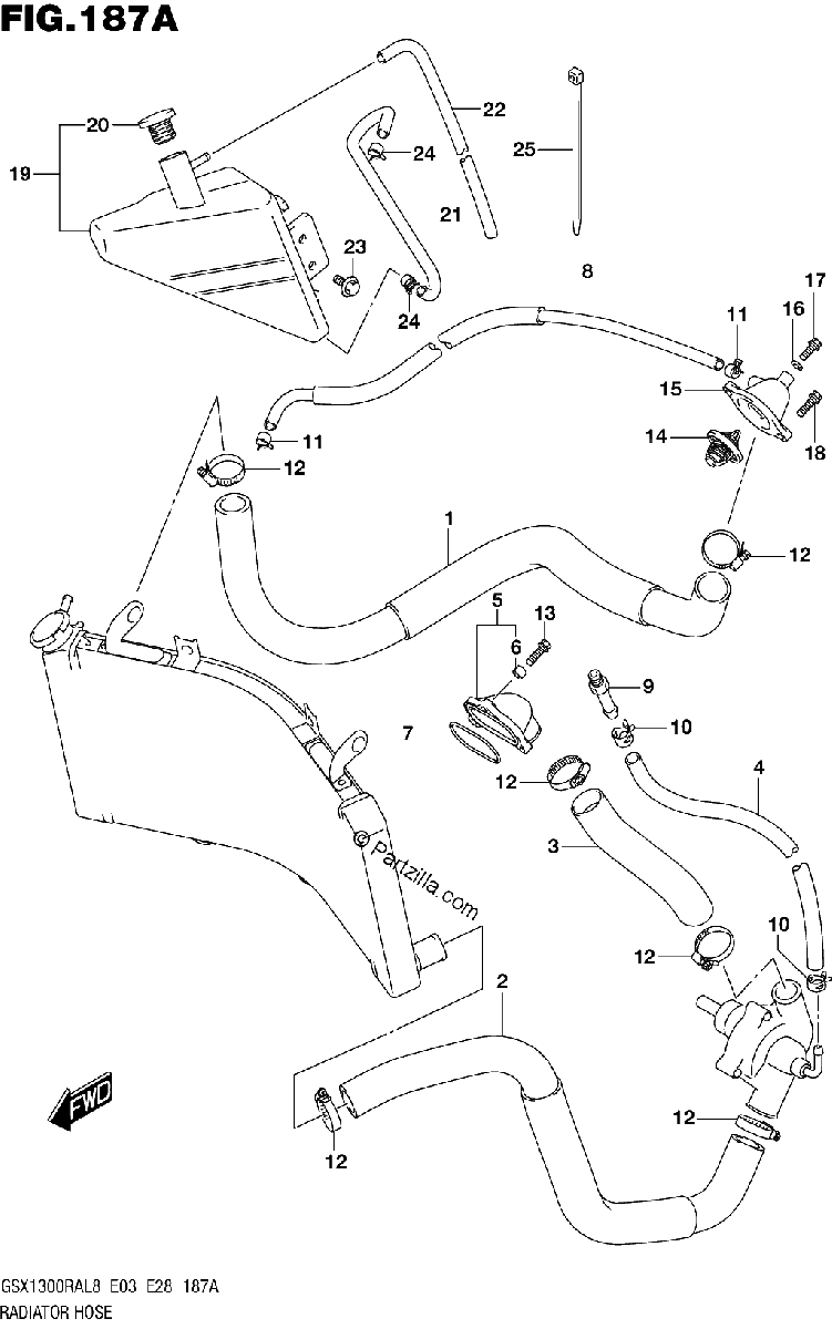 Diagrama de 187A RADIATOR HOSE
