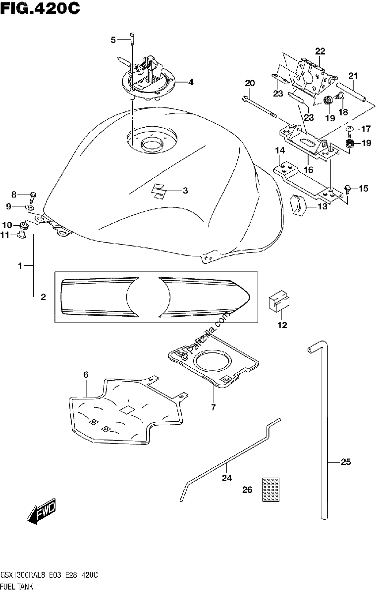 Diagrama de 420C FUEL TANK GSX1300RAL8 E33