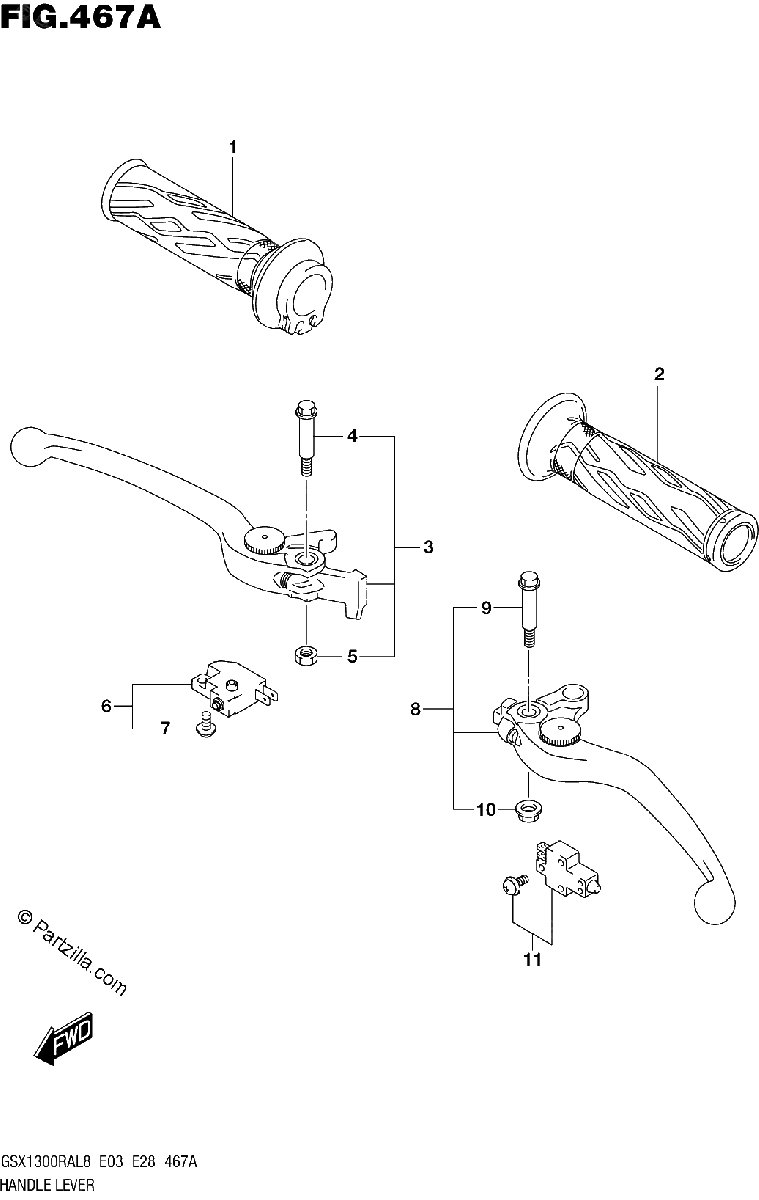 Diagrama de 467A HANDLE LEVER