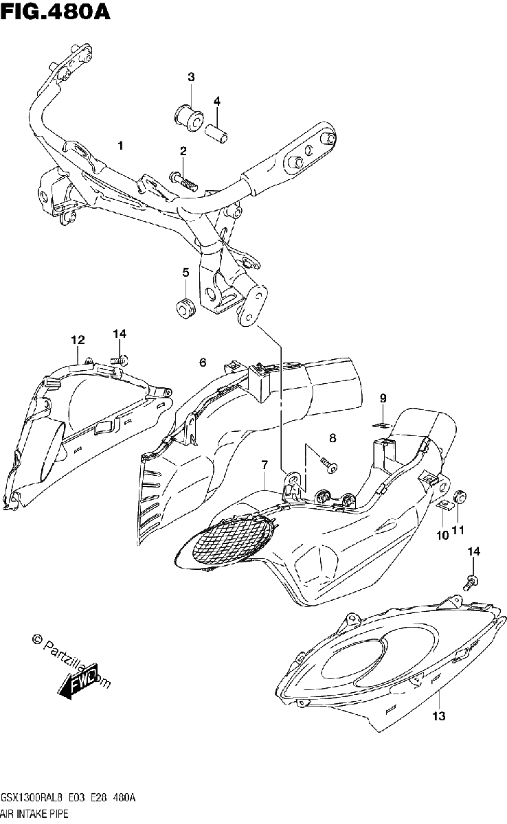 Diagrama de 480A AIR INTAKE PIPE