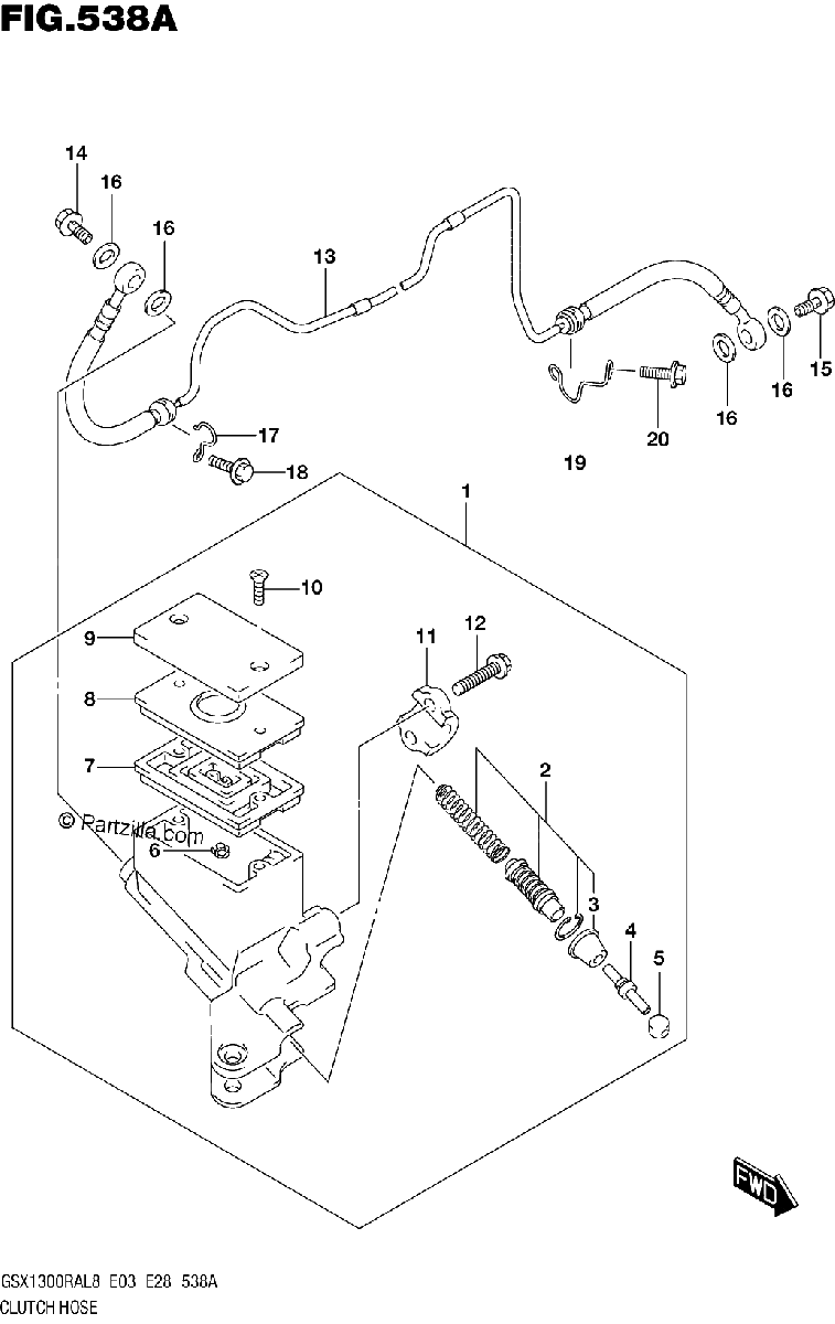 Diagrama de 538A CLUTCH HOSE