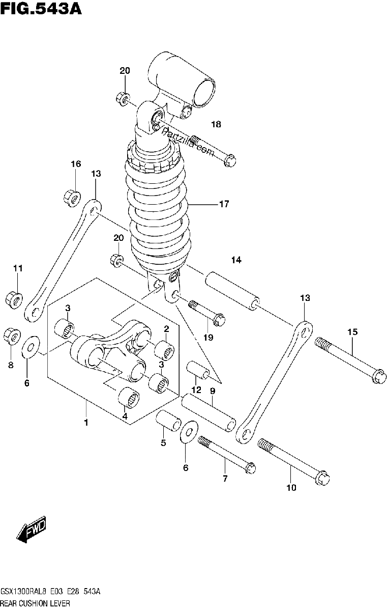 Diagrama de 543A REAR CUSHION LEVER