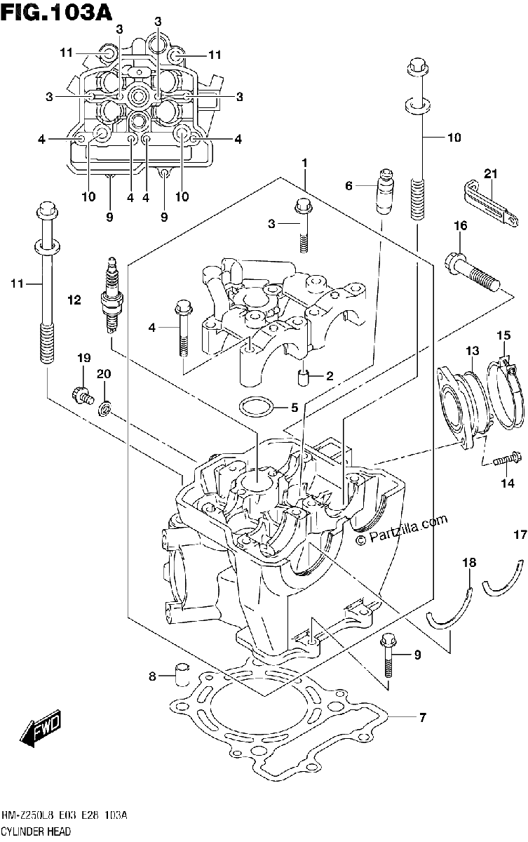 Diagrama de 103A CYLINDER HEAD