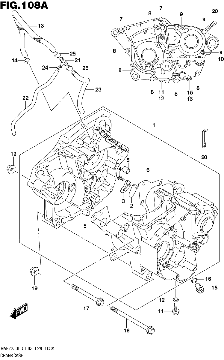 Diagrama de 108A CRANKCASE