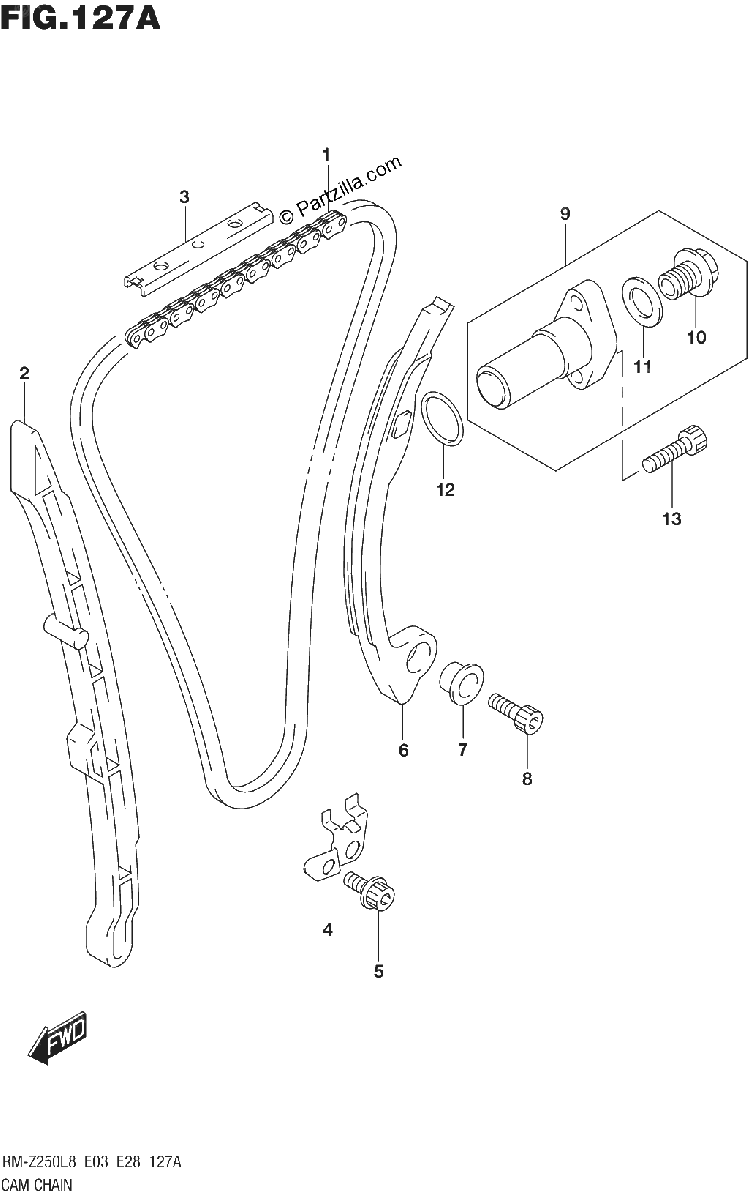 Diagrama de 127A CAM CHAIN