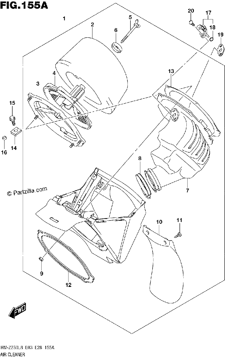 Diagrama de 155A AIR CLEANER