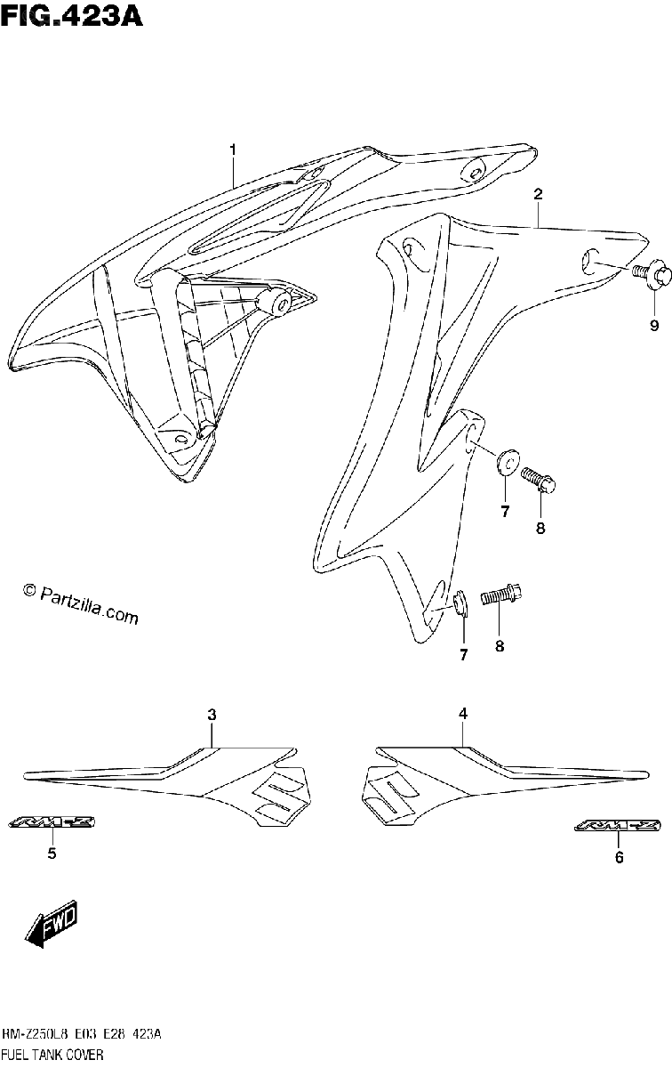 Diagrama de 423A FUEL TANK COVER