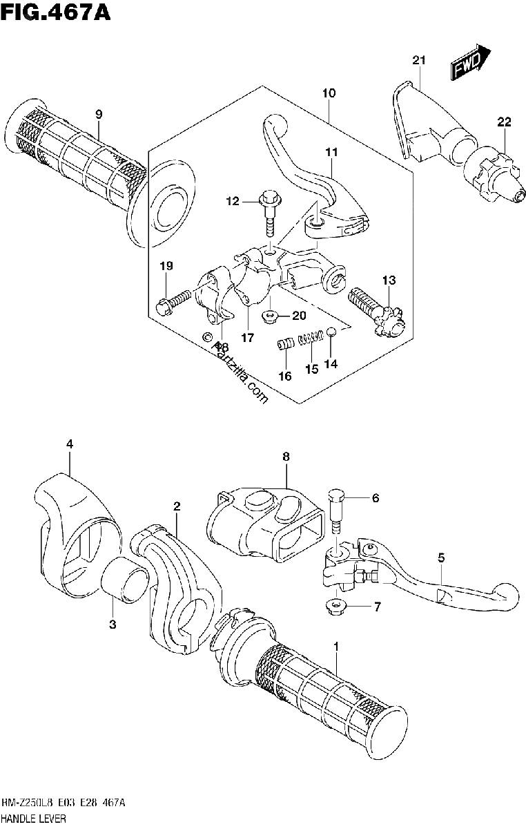 Diagrama de 467A HANDLE LEVER
