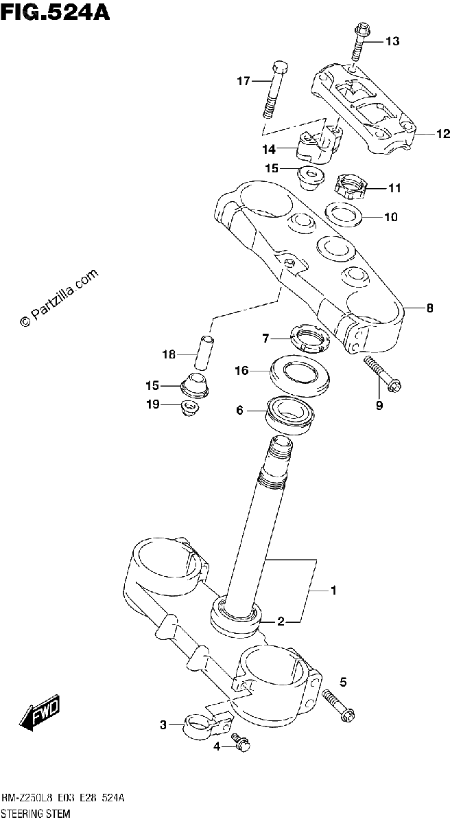 Diagrama de 524A STEERING STEM
