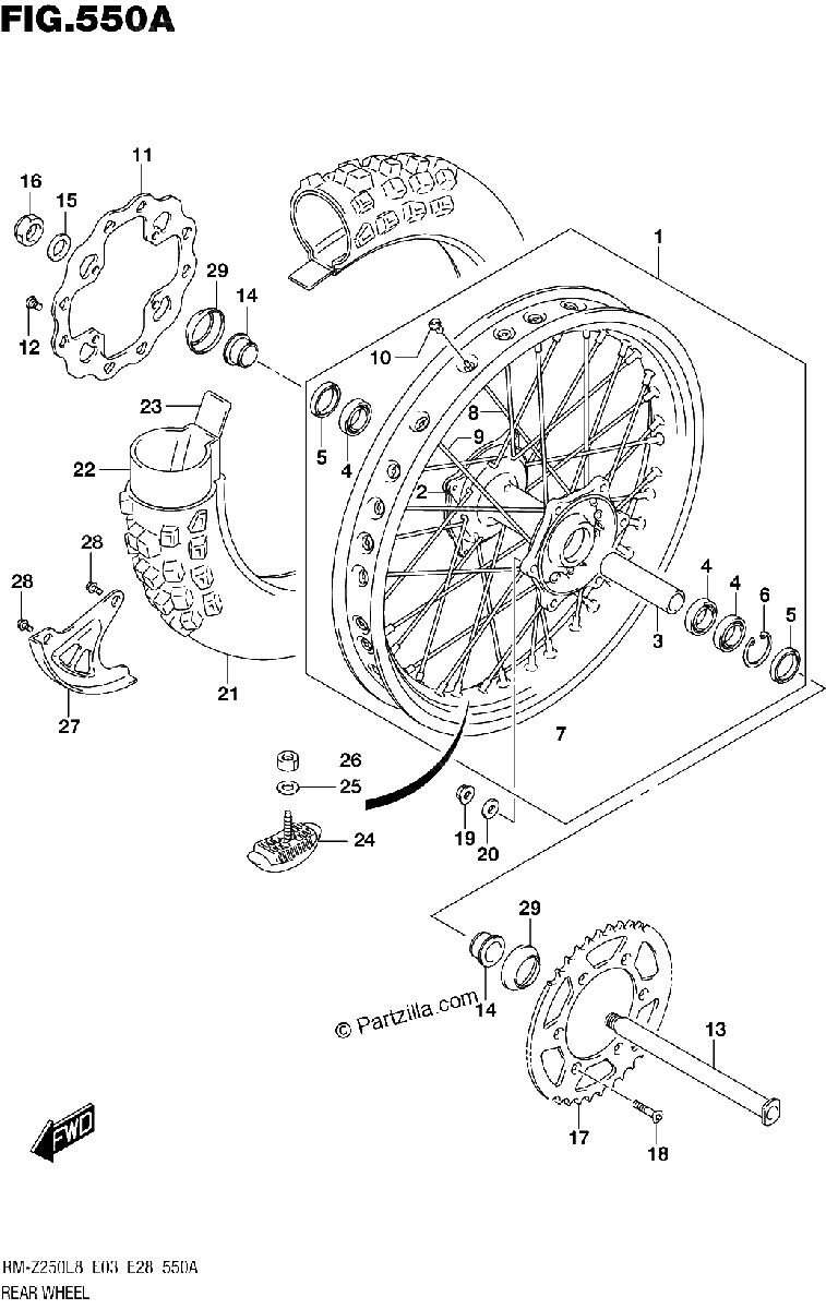 Diagrama de 550A REAR WHEEL