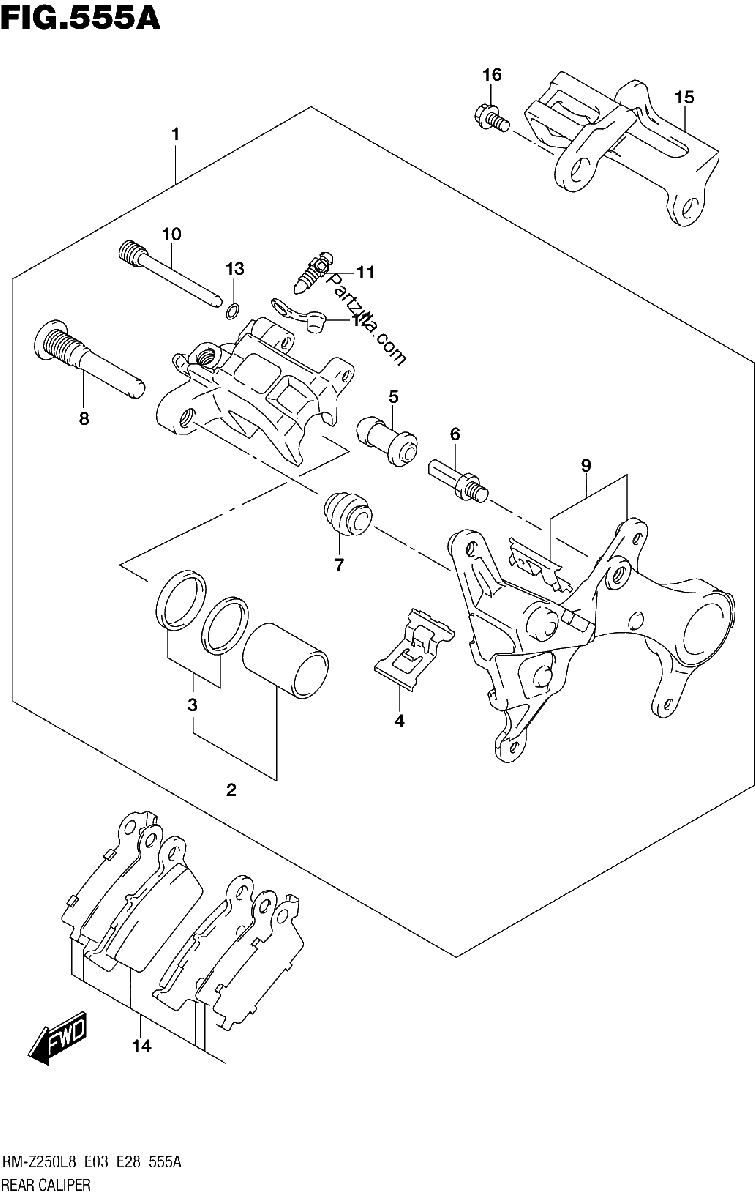 Diagrama de 555A REAR CALIPER