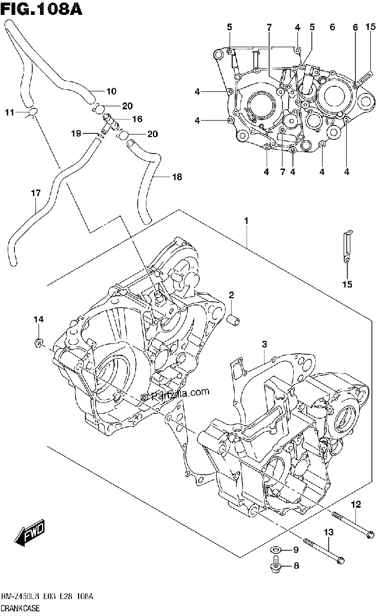 Diagrama de 108A CRANKCASE