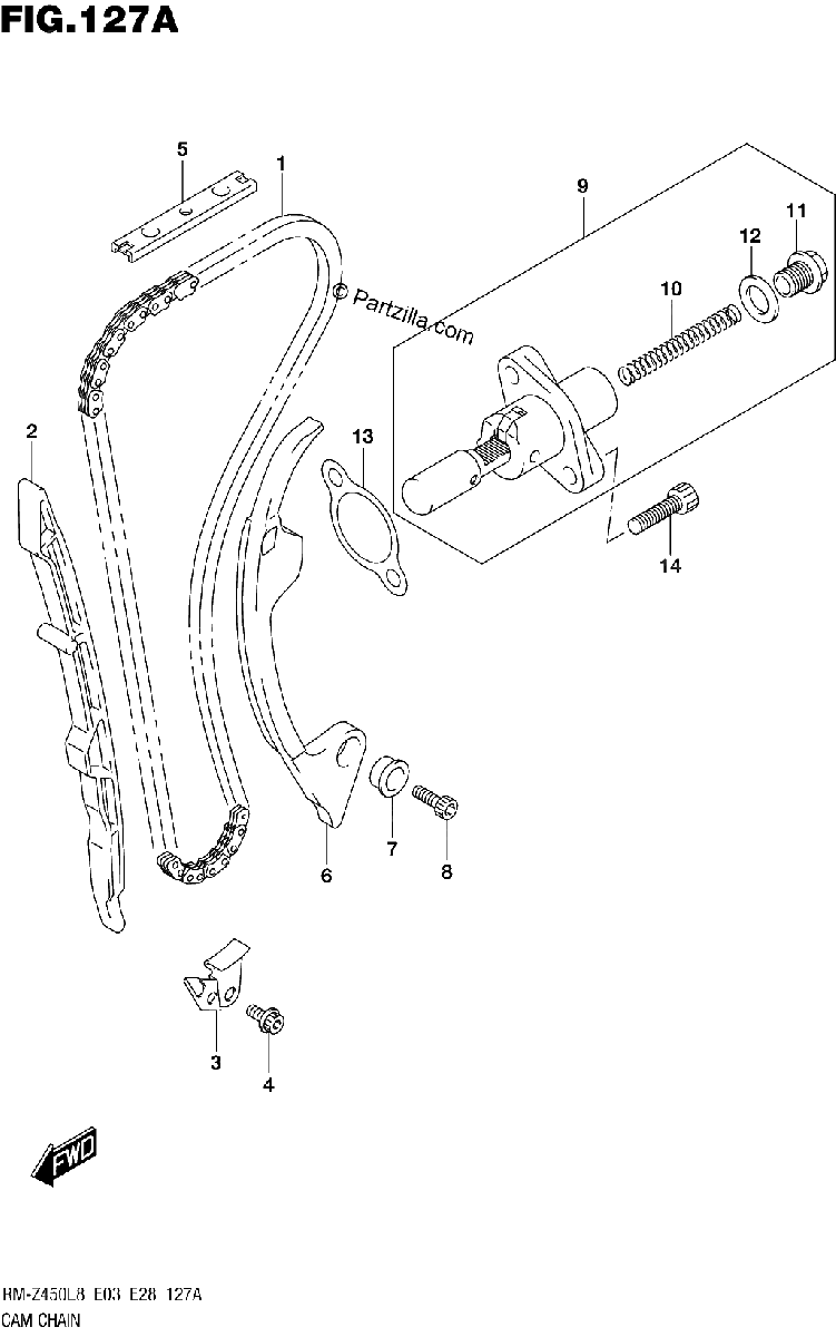 Diagrama de 127A CAM CHAIN