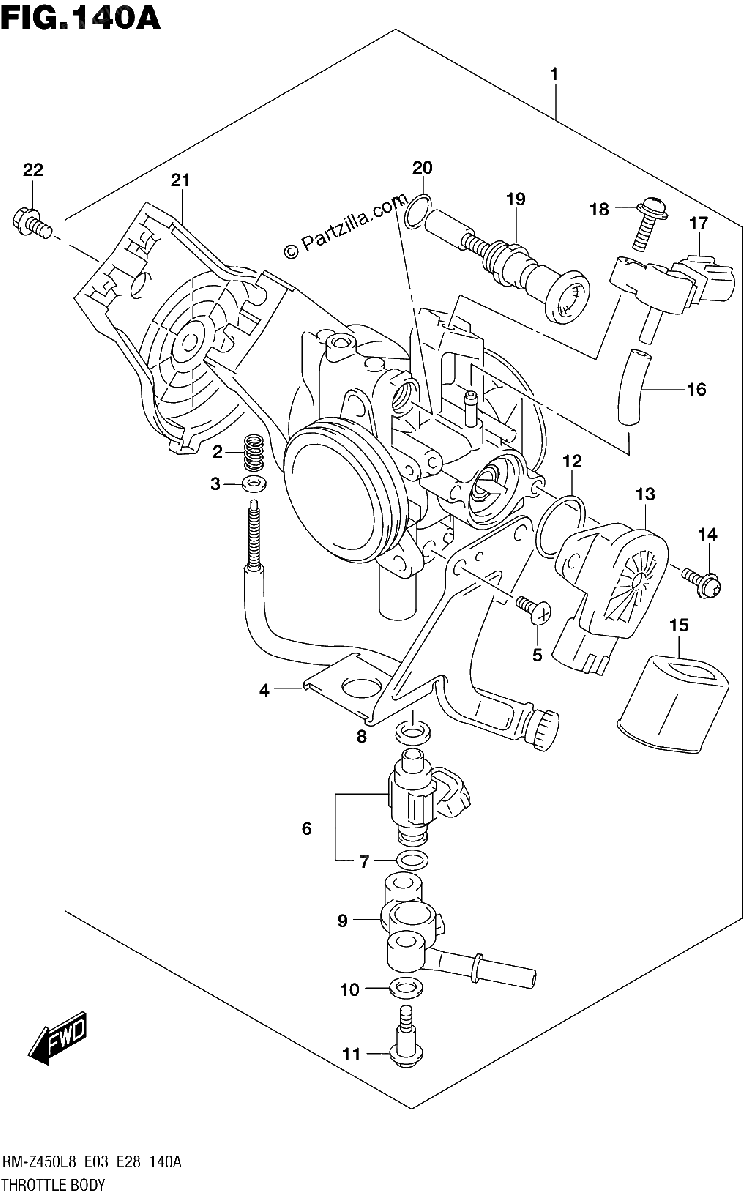 Diagrama de 140A THROTTLE BODY